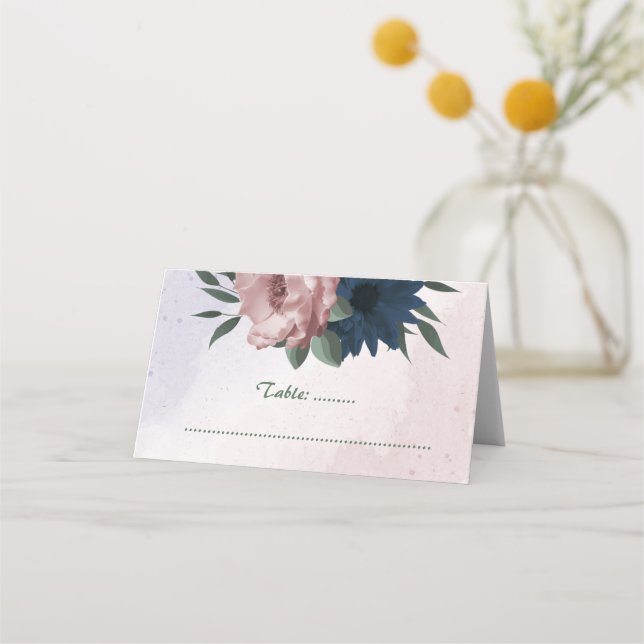rosa och marinblommor botaniska placeringskort (Framsida)