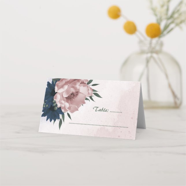 rosa och marinblommor botaniska placeringskort (Framsida)