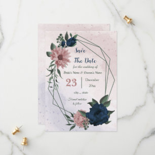 rosa och marinblommor botaniska spara datumet