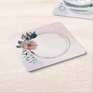 rosa och marinblommor botaniska underlägg papper kvadrat