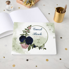 rosa och marinblommor gästböcker