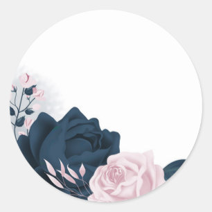 rosa och marinblommor runt klistermärke