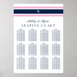 Rosa och marint, blå, tolv Bord-sätesdiagram Poster