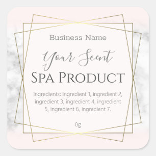 Rosa och marmor Bath Soak Body SCrub Soap Etikette Fyrkantigt Klistermärke