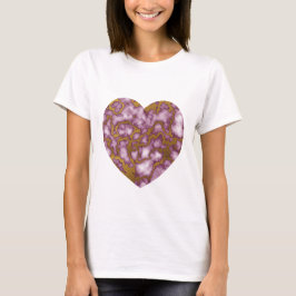 Rosa och marmor från guld t shirt