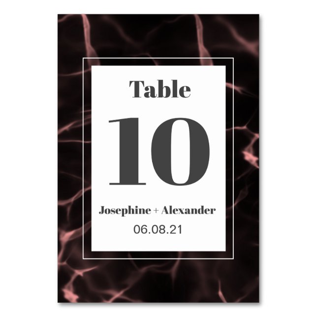 Rosa och  marmorerat tema bordsnummer (Framsidan)