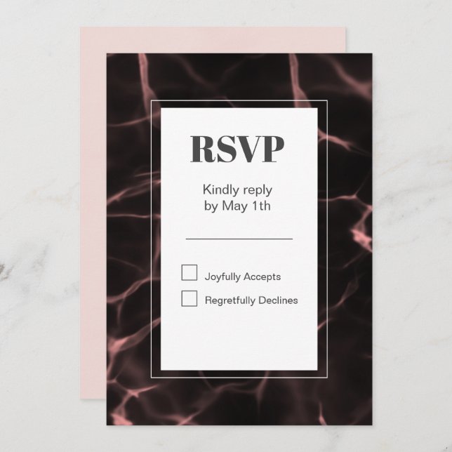 Rosa och  marmorerat tema inbjudningar (Fram/baksida)