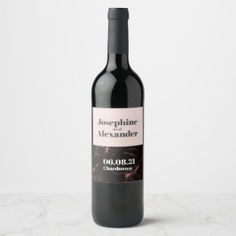 Rosa och  marmorerat tema vinflaska etikett