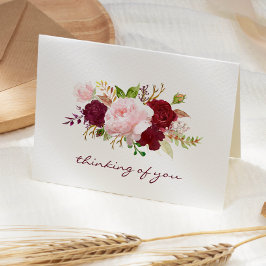 Rosa och Marsala Blommigt Bouquet-sympati Kort