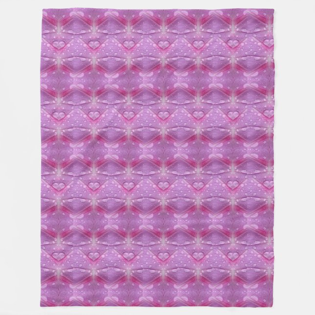 Rosa och Mauve Hearts Fleece Blanket (Framsidan)