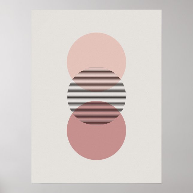 Rosa och Mauve Poster minimalistisk cirkelväggskon (Framsidan)