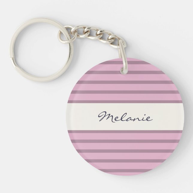 Rosa och Mauve Stripe Design Personlig Acrylic (Framsidan)