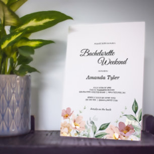 Rosa och Mauve Vintage Blommigt Bachelorette Helg Inbjudningar