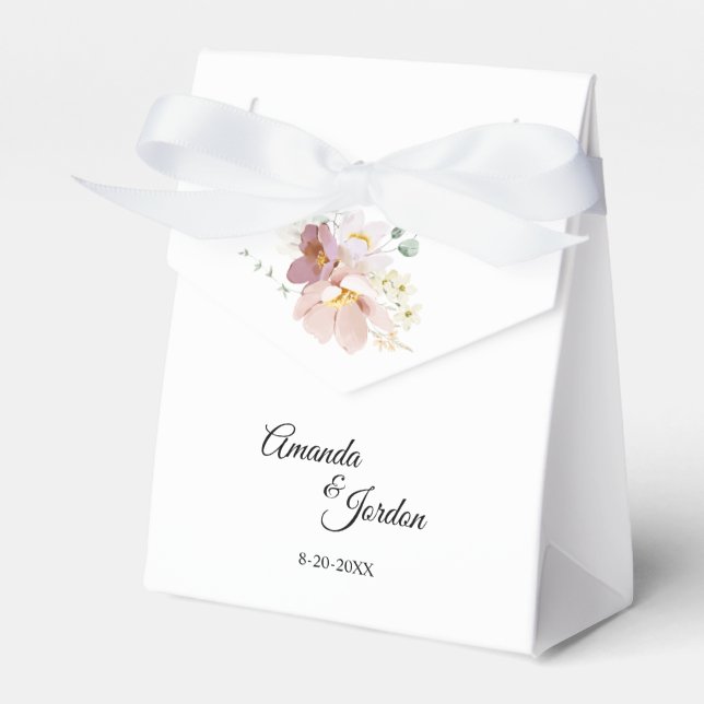Rosa och Mauve Vintage Blommigt Bröllop Tält Presentaskar (Framsidan Sidan)