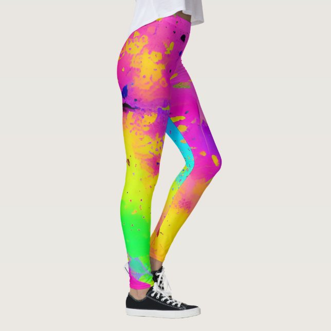 Rosa och mer Stänk Abstrakt Leggings (Höger)