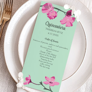 Rosa och Mint Grönt Cherry Blommar Quinceanera