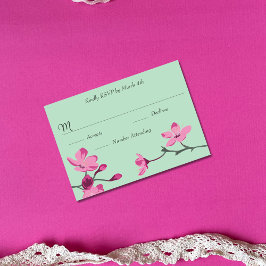 Rosa och Mint Grönt Cherry Blommar Quinceanera OSA Kort