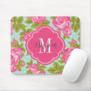 Rosa och Mint Vintage Ro Monogram Musmatta