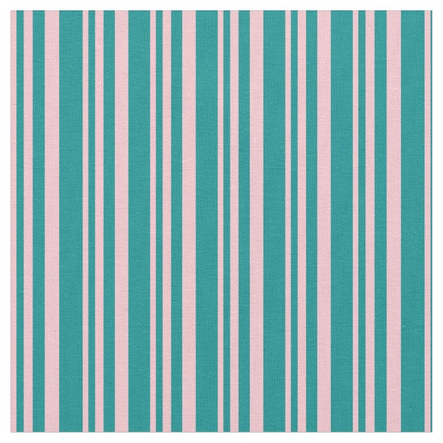 Rosa och Mörk Cyan Färgad Lining Mönster Tyg (Närbild)