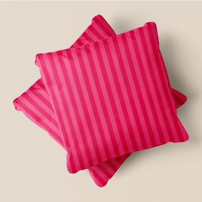 Rosa och Mörk Rosa Rand Kudde (Pink & Dark Pink Stripes Throw Pillow)