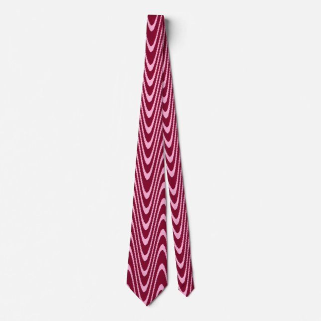 Rosa och mörkröd design i sicksack-mönster slips (Framsida)