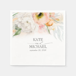 Rosa och nektarinblommig bröllopsfest pappersservett