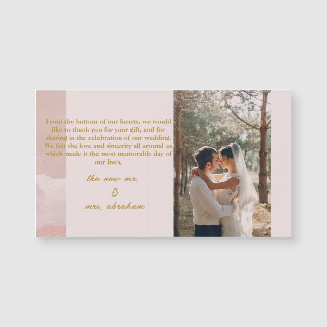 Rosa och Neutralt Modern Elegant bröllop tackar er (Framsida)