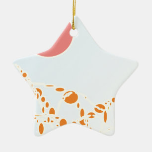 rosa och orange 1276 abstrakt konst julgransprydnad keramik