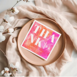 Rosa och Orange Abstrakt Djärv Tack Bröllop Pappersservett