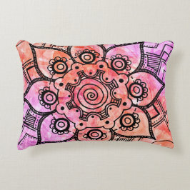 Rosa och Orange Abstrakt Mandala accent Pillow Prydnadskudde