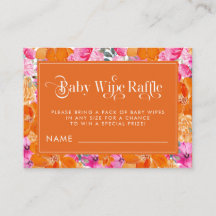 Rosa och orange akvarellblommig babyservettlotteri