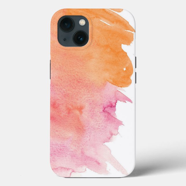 Rosa och orange akvarellfärg spill Telefonfodral (Baksida)