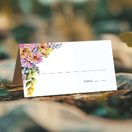 Rosa och Orange Blommigt Bröllop-platskort Placeringskort