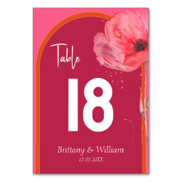 Rosa och Orange Blommigt Sommaren Bröllop Bordsnummer