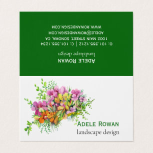 Rosa- och orange-blommor, vattenfärgmålning visitkort