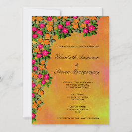 Rosa och orange blomsterbröllop inbjudningar
