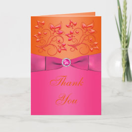 Rosa och orange blomstergratulationskort tack kort