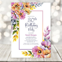Rosa och orange blomstermönstrat 30-årsfirande
