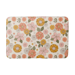 Rosa och Orange Blomsterträdgård Mönster Badrumsmatta
