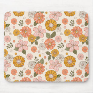 Rosa och Orange Blomsterträdgård Mönster Musmatta