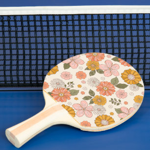 Rosa och Orange Blomsterträdgård Mönster Pingisracket