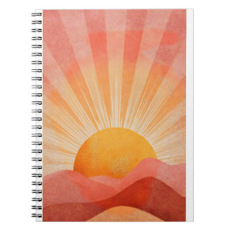 Rosa och orange boho-soluppgång anteckningsbok