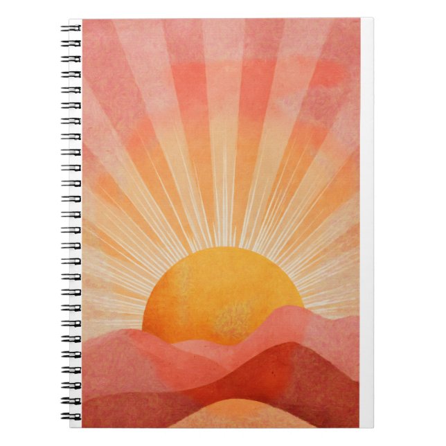 Rosa och orange boho-soluppgång anteckningsbok (Framsidan)
