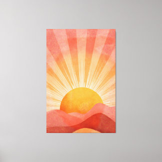 Rosa och orange boho-soluppgång canvastryck