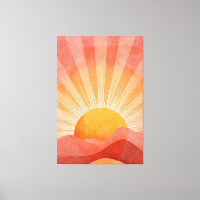 Rosa och orange boho-soluppgång canvastryck (Framsida)