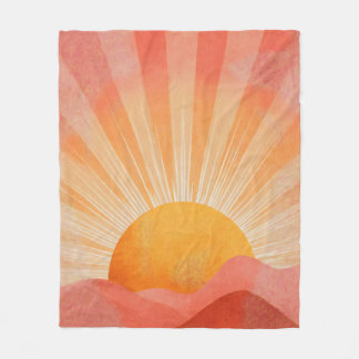 Rosa och orange boho soluppgång fleecefilt