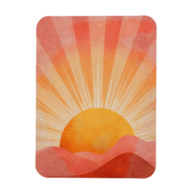 Rosa och orange boho soluppgång magnet (Vertikal)