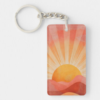 Rosa och orange boho soluppgång nyckelring