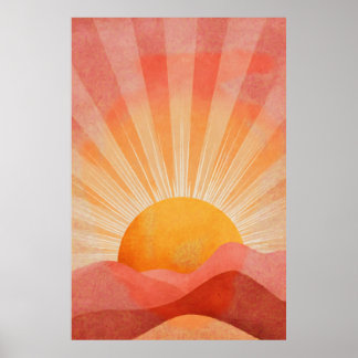 Rosa och orange boho soluppgång poster