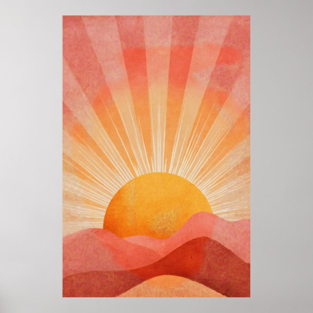 Rosa och orange boho soluppgång poster (Framsidan)